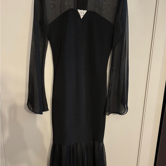 Elegant Alchemy by Joo Mee New York Black Sheer Sleeve Dress 5/6 - Picture 2 of 8